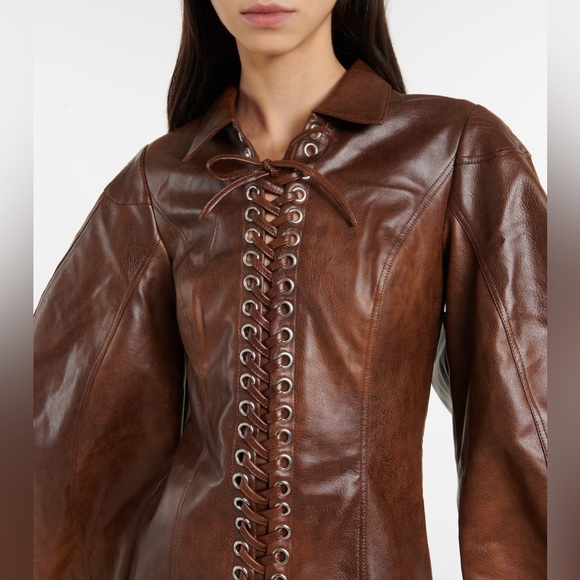 ROTATE BIRGER CHRISTENSEN Lace-up distressed faux leather mini dress - Picture 7 of 16